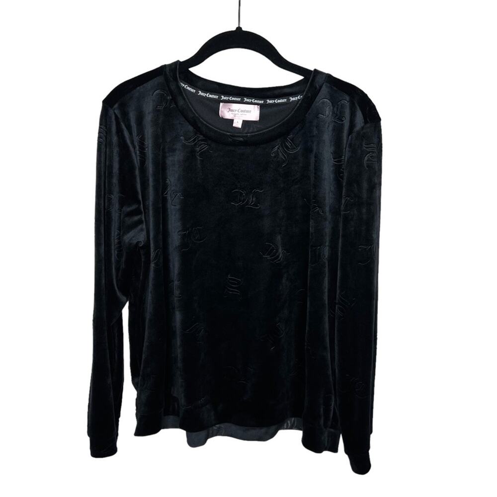 JUICY COUTURE / black velour jogger track suit set / L
